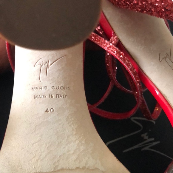 Giuseppe Zanotti Red Glitter Heels - Picture 11 of 14